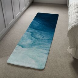 Benjamin Tate Design Abstract blue liquid fluid Designer Runner Rug in Natural - Size: 67 cm x 230 cm - thumbnail 4