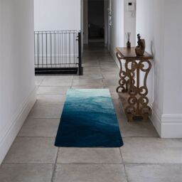 Benjamin Tate Design Abstract blue liquid fluid Designer Runner Rug in Natural - Size: 67 cm x 230 cm - thumbnail 2