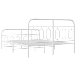 Berkfield Home Metal Bed Frame without Mattress with Footboard White 135x190cm - Size: 135x190 cm - thumbnail 6