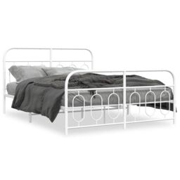 Berkfield Home Metal Bed Frame without Mattress with Footboard White 135x190cm - Size: 135x190 cm - thumbnail 2