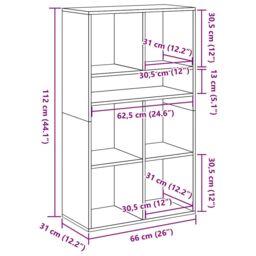 Berkfield Home Book Cabinet White 66x31x112 cm Engineered Wood - Size: 66 x 31 x 112 cm - thumbnail 9