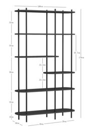 Nordlys Modern Industrial 5-Level Wooden Bookshelf in Brown - thumbnail 5
