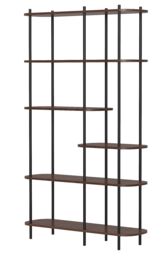 Nordlys Modern Industrial 5-Level Wooden Bookshelf in Brown - thumbnail 1
