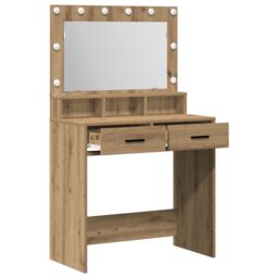 Berkfield Home Dressing Table with LED Lights Artisan Oak 79x41x135 cm in Brown - Size: 79 x 41 x 135 cm - thumbnail 4