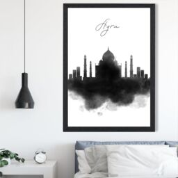 ARTZE Agra Watercolour Skyline City Framed Print SIZE: A4 with Black Frame - thumbnail 2
