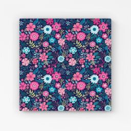 "Warren Reed - Designer Cute Colourful Flower Pattern Canvas in Blue - Size: W16"" x H16""" - thumbnail 1