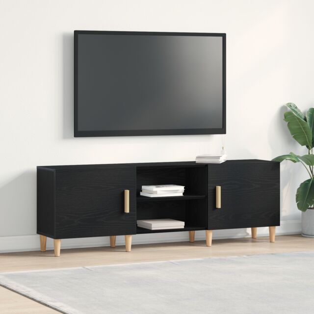 Berkfield Home TV Stand - Black Oak, 150x30x50 cm, Made of Engineered Wood - Size: 150 x 30 x 50 cm - image 1