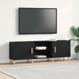 Berkfield Home TV Stand - Black Oak, 150x30x50 cm, Made of Engineered Wood - Size: 150 x 30 x 50 cm