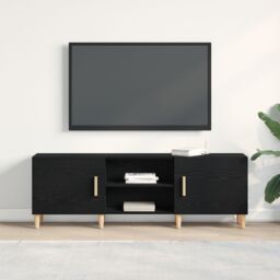 Berkfield Home TV Stand - Black Oak, 150x30x50 cm, Made of Engineered Wood - Size: 150 x 30 x 50 cm - thumbnail 4