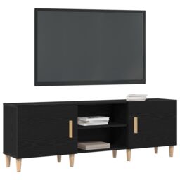 Berkfield Home TV Stand - Black Oak, 150x30x50 cm, Made of Engineered Wood - Size: 150 x 30 x 50 cm - thumbnail 3