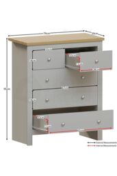 Home Discount Vida Designs Arlington 3+2 Drawer Chest Of Drawers Storage Bedroom Furniture in Grey - thumbnail 2