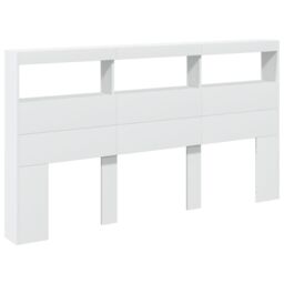 Berkfield Home Headboard Cabinet with LED White 180x17x102 cm - Size: 180 x 17 x 102 cm - thumbnail 3