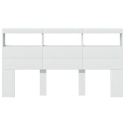 Berkfield Home Headboard Cabinet with LED White 180x17x102 cm - Size: 180 x 17 x 102 cm - thumbnail 6