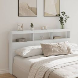Berkfield Home Headboard Cabinet with LED White 180x17x102 cm - Size: 180 x 17 x 102 cm - thumbnail 1