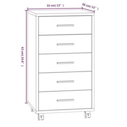 Berkfield Home Drawer Cabinet with Castors Brown Oak Engineered Wood - thumbnail 9