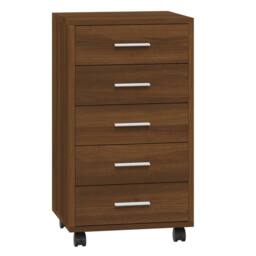 Berkfield Home Drawer Cabinet with Castors Brown Oak Engineered Wood - thumbnail 1