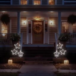 mysmartbuy Outdoor Pre-Lit 3 Star Cluster Micro LED Stake Light Decoration - Illuminated Festive Garden Ornament - H87 x W41 x D2.8cm in Black - thumbnail 1