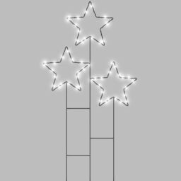 mysmartbuy Outdoor Pre-Lit 3 Star Cluster Micro LED Stake Light Decoration - Illuminated Festive Garden Ornament - H87 x W41 x D2.8cm in Black - thumbnail 2