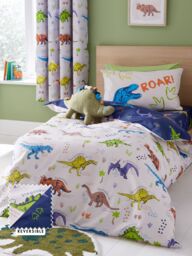 Catherine Lansfield 'Prehistoric Dinosaurs' Duvet Cover Set in Natural - Size: Double - thumbnail 1