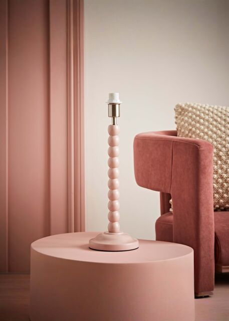 ValueLights Bobbins Painted Rose Pink Table Lamp Base Light in Pale Pink - image 1
