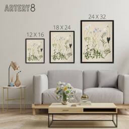 "Artery8 New Zealand Perennial Wild Flowers Featon Framed Canvas Wall Art Print in Beige - Size: W12"" x H16""" - thumbnail 4