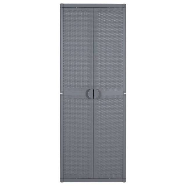 Berkfield Home Garden Storage Cabinet Grey 65x45x172 cm PP Rattan - Size: 65 x 45 x 172 cm - image 1