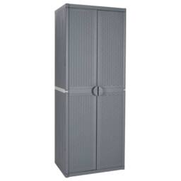 Berkfield Home Garden Storage Cabinet Grey 65x45x172 cm PP Rattan - Size: 65 x 45 x 172 cm - thumbnail 2