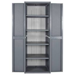 Berkfield Home Garden Storage Cabinet Grey 65x45x172 cm PP Rattan - Size: 65 x 45 x 172 cm - thumbnail 4