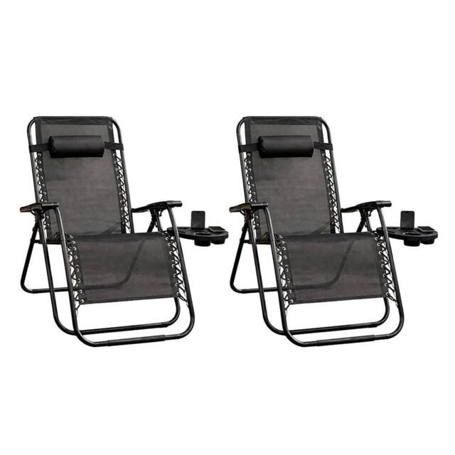 Royalford Zero Gravity Chair Recliner Folding Garden Lounger Set of 2 in Black - image 1