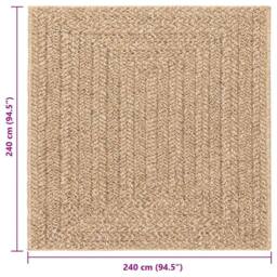 Berkfield Home Rug ZIZUR 240x240 cm Jute Look Indoor & Outdoor in Brown - Size: Medium - thumbnail 8
