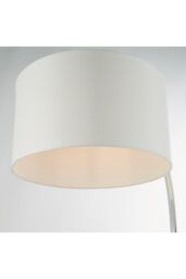 Netlighting Josephine 1 Light Floor Lamp Bright Nickel Vintage White Faux Silk E27 in Grey - thumbnail 5