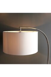 Netlighting Josephine 1 Light Floor Lamp Bright Nickel Vintage White Faux Silk E27 in Grey - thumbnail 4