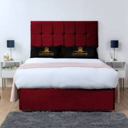 UK Bed Furniture Florence Divan Bed with 4 Drawers & 26 Inch headboard in Maroon - Size: Small Double - thumbnail 2