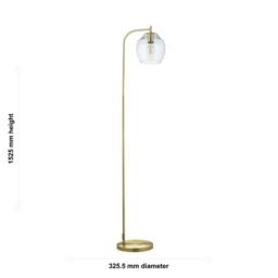First Choice Lighting Fabia - Satin Brass & Clear Glass 152cm Floor Lamp in Gold - thumbnail 8