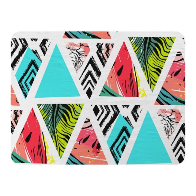 Benjamin Tate Design Aztec & Tropical Palm Leaves Blanket in Natural - Size: 120 cm x 150 cm - image 1