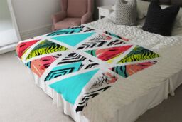 Benjamin Tate Design Aztec & Tropical Palm Leaves Blanket in Natural - Size: 120 cm x 150 cm - thumbnail 3