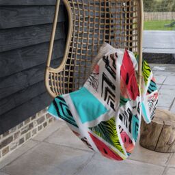 Benjamin Tate Design Aztec & Tropical Palm Leaves Blanket in Natural - Size: 120 cm x 150 cm - thumbnail 4