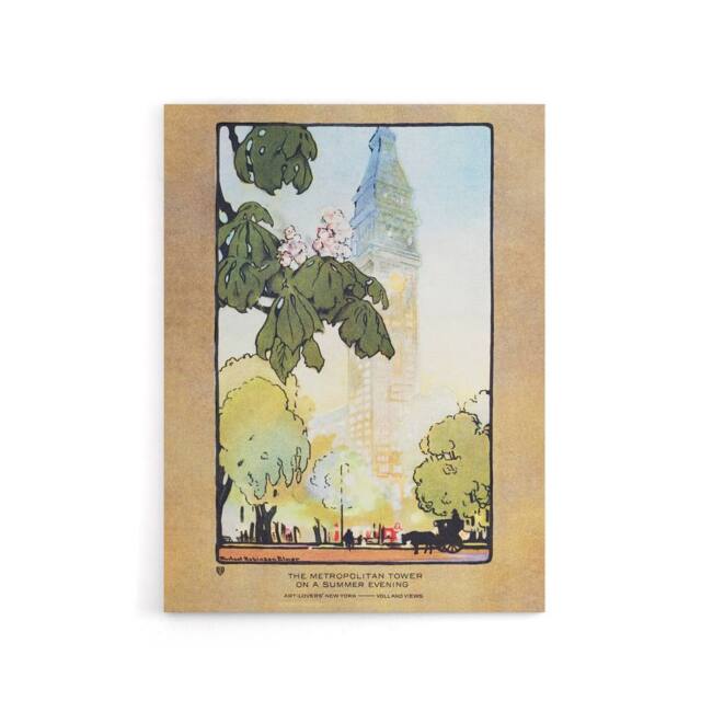 "Artery8 The Metropolitan Tower on A Summer Evening Elmer Canvas Wall Art Print in Orange - Size: W18"" x H24""" - image 1