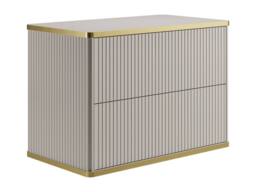 Vente-unique Fluted Wall-Hung Bathroom Unit With Gold Trim & Square Countertop in Beige - thumbnail 7