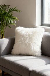 Living and Home 50x50cm Autumn Cushion Cover White Plush Sofa Cushion Cover -Machine-Washable - Size: 50x50 cm - thumbnail 1