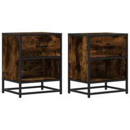Berkfield Home Bedside Cabinets 2 pcs Smoked Oak 40x31x50 cm Engineered Wood in Brown - Size: 40 x 31 x 50 cm - thumbnail 1