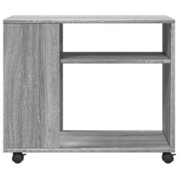 Berkfield Home Side Table with Wheels Grey Sonoma 70x35x60 cm Engineered Wood - Size: 70 x 35 x 60 cm - thumbnail 5