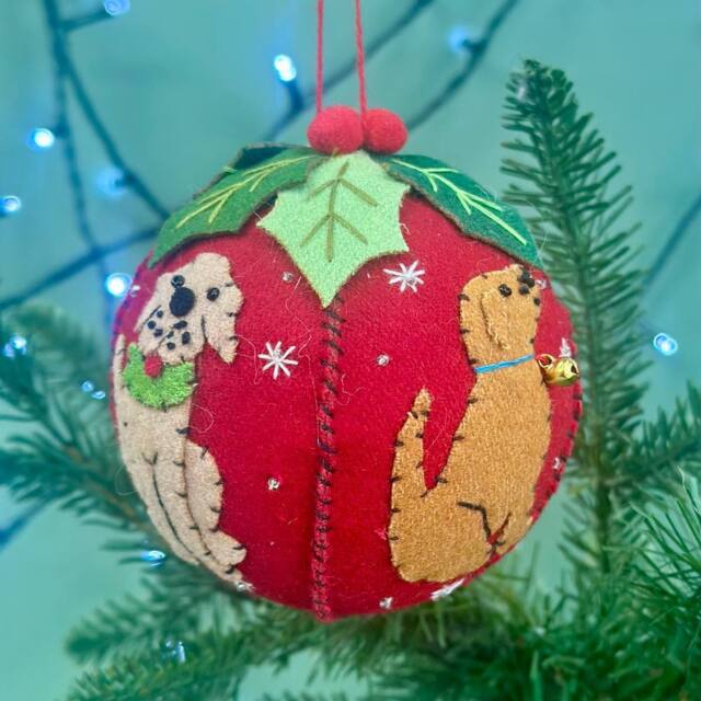 The Alphabet Gift Shop Dog Lover Felt Bauble in Red