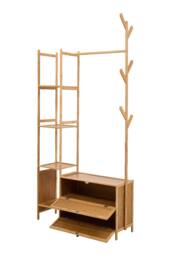 Garden Sanctuary Multi-functional Wooden Coat Rack with Storage Drawers in Natural - thumbnail 3