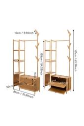 Garden Sanctuary Multi-functional Wooden Coat Rack with Storage Drawers in Natural - thumbnail 4