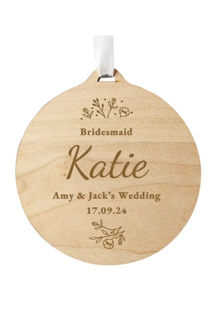 Personalised Memento Company Personalised Wedding Party Wooden Tag in Brown - image 1