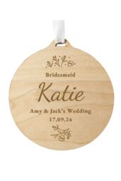 Personalised Memento Company Personalised Wedding Party Wooden Tag in Brown - thumbnail 1