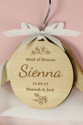 Personalised Memento Company Personalised Wedding Party Wooden Tag in Brown - thumbnail 3