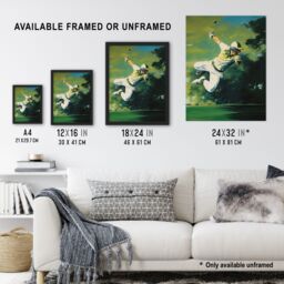 "Artery8 Wall Art Print Cricket Match Outfield Diving Catch Watercolour Artwork For Him Fan Man Cave Poster in Green - Size: W24"" x H32""" - thumbnail 3