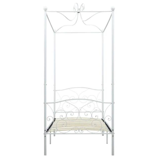 Berkfield Home Elegant Canopy Bed Frame White Metal 90x200 cm - image 1